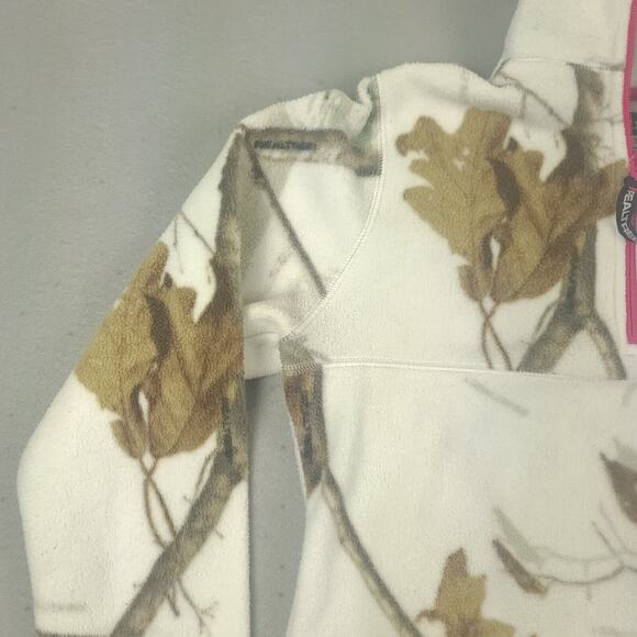 Realtree Quarter Zip Fleece Pullover Womens S White Camo Pink Trim - Picture 4 of 12